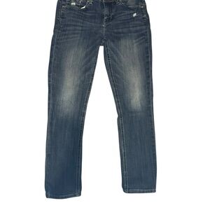 Express Blue Straight Leg Jeans with Vintage Wash
